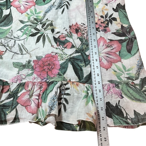 PIAZZA DEL TEMPIO 100% Linen Floral Ruffled Tunic / Mini Dress MADE IN ITALY M - Picture 7 of 9